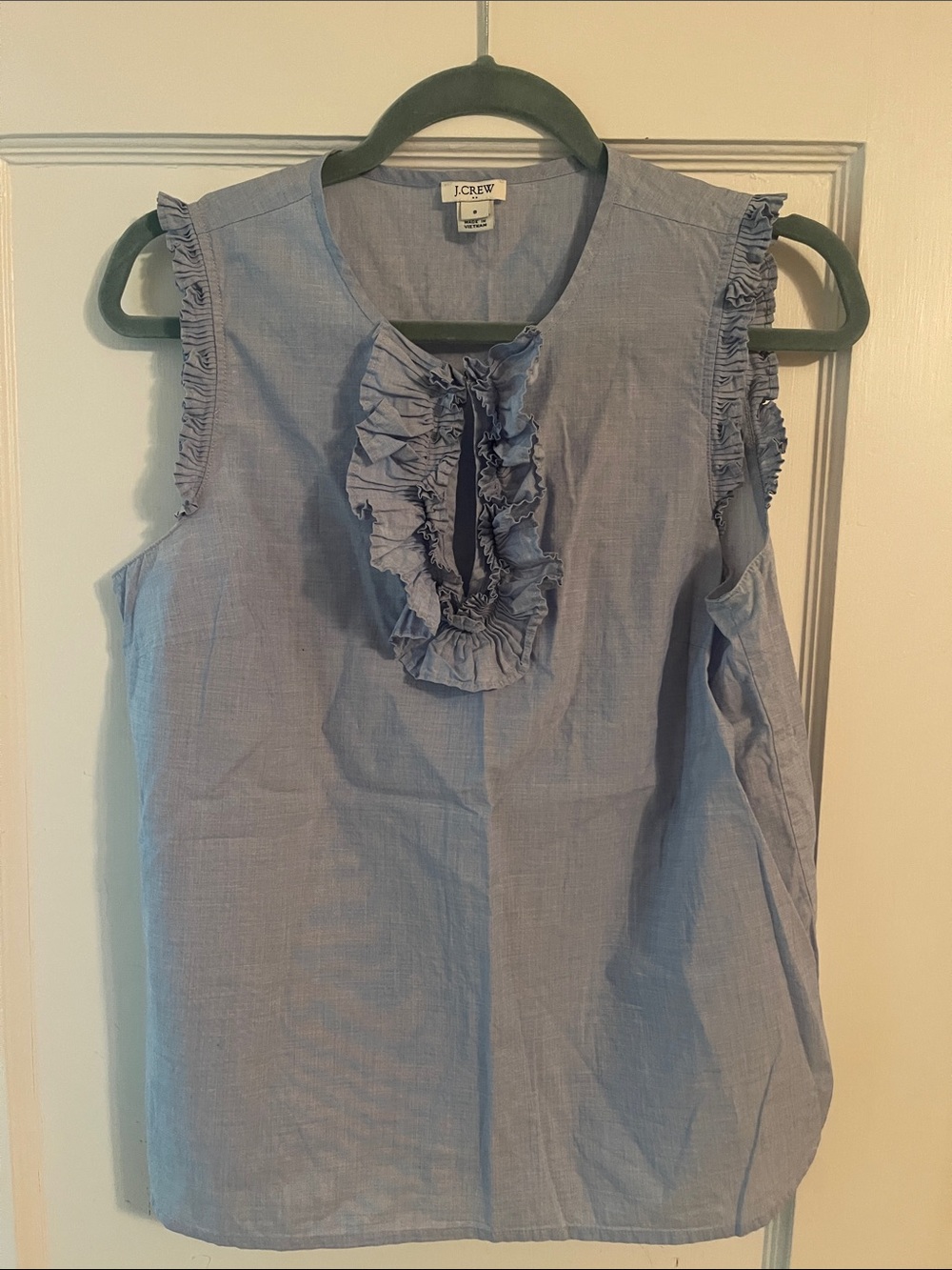J. Crew Light Blue Ruffle-Front Sleeveless Camisole